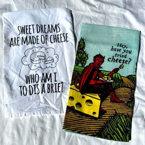 NWOT Set of two funny dishtowels.... CHEESE!!